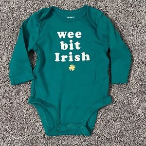 Carters St. Patrick’s Day Onesie; gender neutral. Green; wee bit Irish. 3month